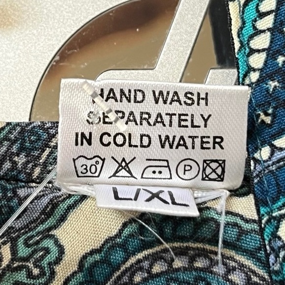 India Collection Summer Dress Green Paisley Size L/XL With Detached Belt New - Picture 9 of 9